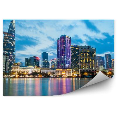 Fotótapéta felhőkarcolók fények óceán ég felhők Miami