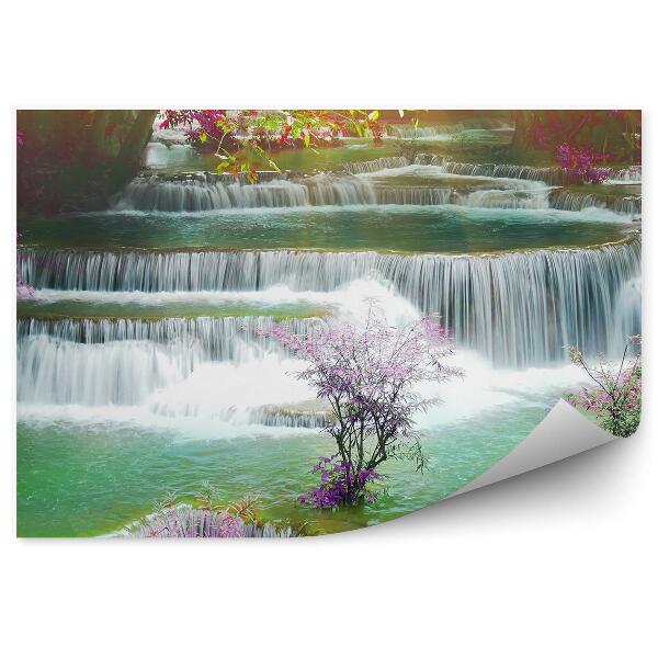 Fotótapéta Kövek vízesés növények színek