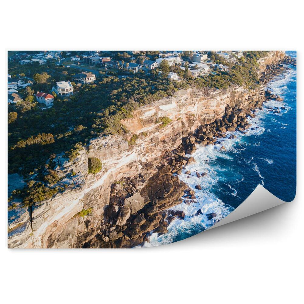 Poszter tapéta légi felvétel Sydney városára, sziklák az óceánt