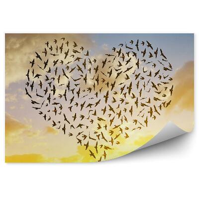 Öntapadós fotótapéta Madarak repülési égbolt szív alakú nap