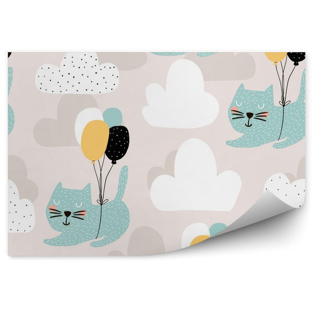 Poszter tapéta Cica léggömbökkel