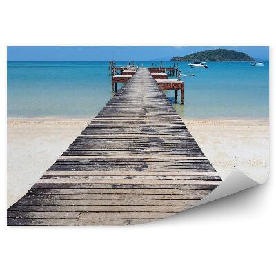 Öntapadós fotótapéta falra Régi fából készült móló a thaiföldi sziget strandján