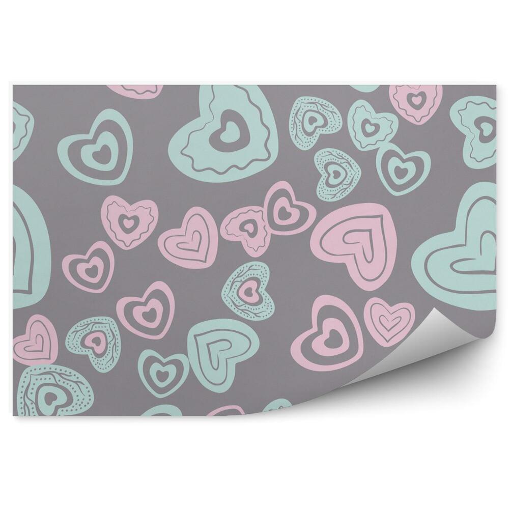 Fotótapéta Kék és rózsaszín szívek mintája