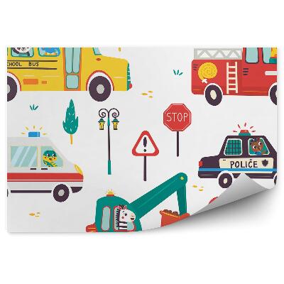 Poszter tapéta Városi járművek busz kotrógép őr varrat nélküli mintát