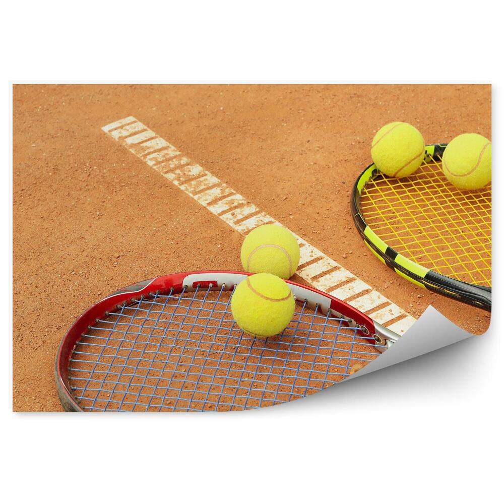 Fotótapéta Teniszütők és labdák a pályán