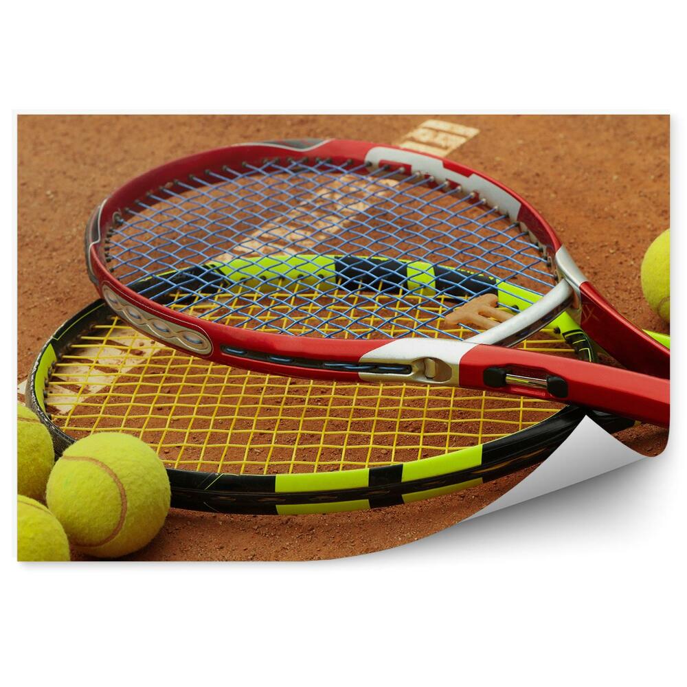 Fotótapéta Teniszütők és labdák a pályán