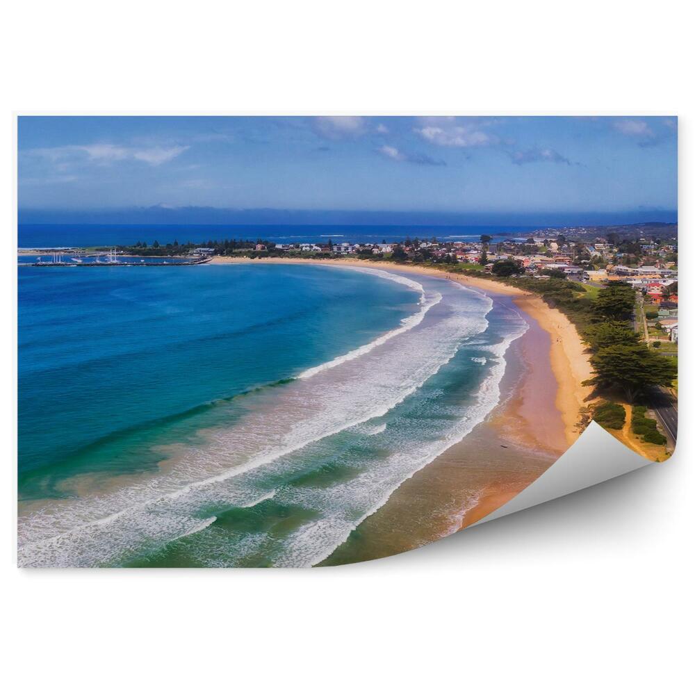 Öntapadó fotótapéta Épületek út zöld óceán tengerpart ég felhők