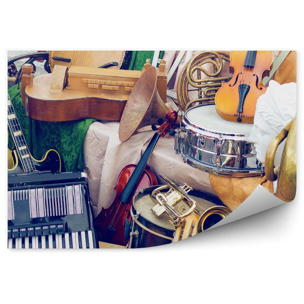 Öntapadós fotótapéta falra Zenei hangszerek halom