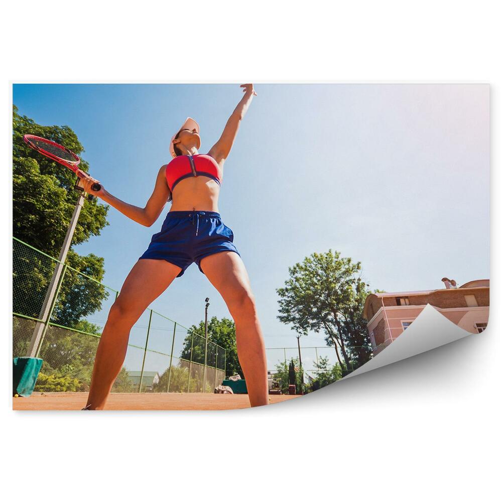 Fotótapéta Teniszező szolgáló ütőpálya épület