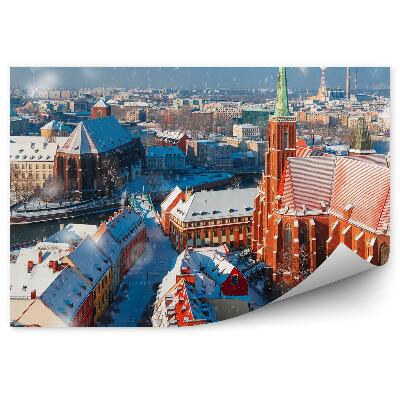 Fotótapéta légi felvétel Ostrów Tumski téli hó