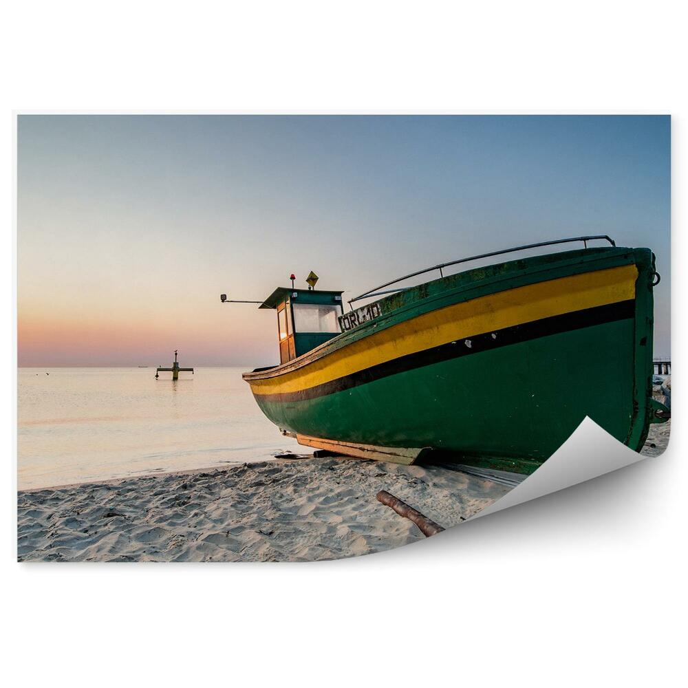 Fotótapéta Égi strand közelkép zöld hajóról