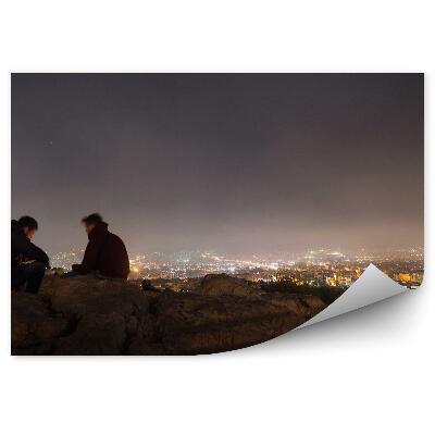 Fotótapéta épületek fények sziklák emberek éjszaka Athén Görögország