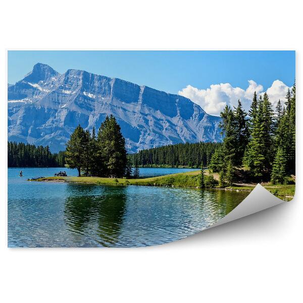 Öntapadós fotótapéta Kemping egy hegyi tónál