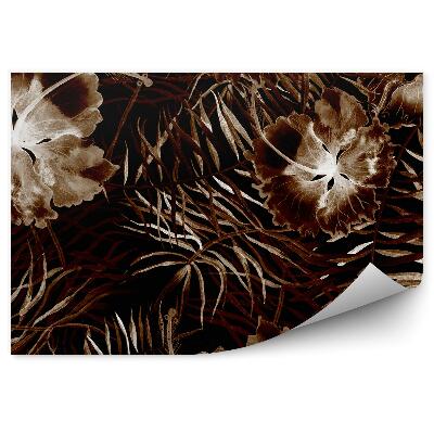 Fotótapéta Barna levelek virágok fekete háttér
