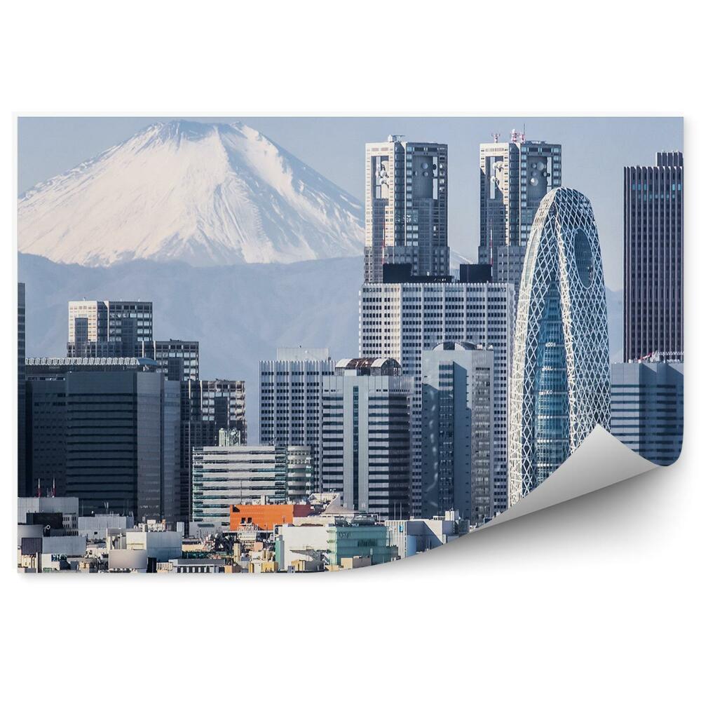 Öntapadós fotótapéta Mount Fuji felhőkarcolók yokohama téli hó