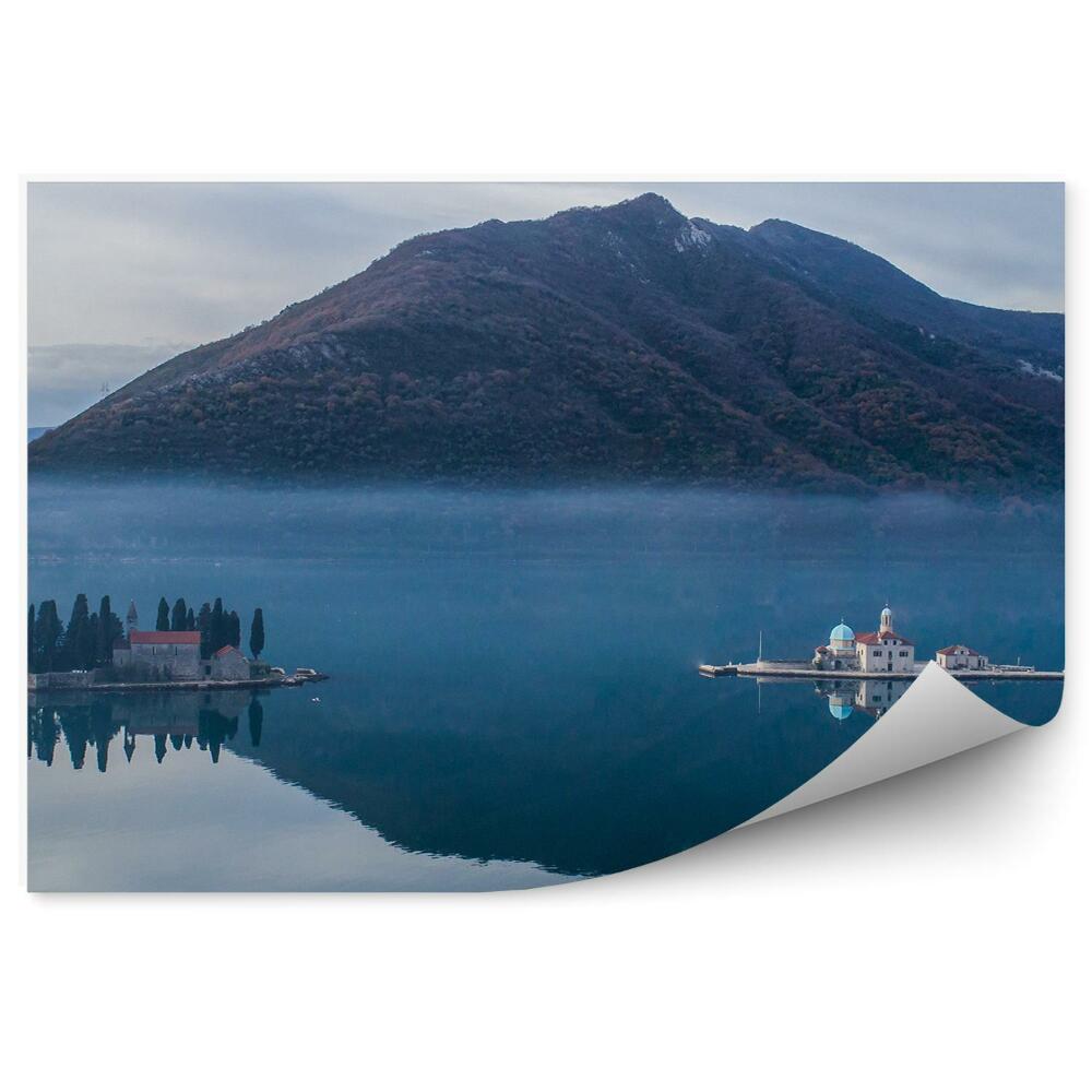 Modern fotótapéta Épületek fák hegyek természet óceán montenegró köd