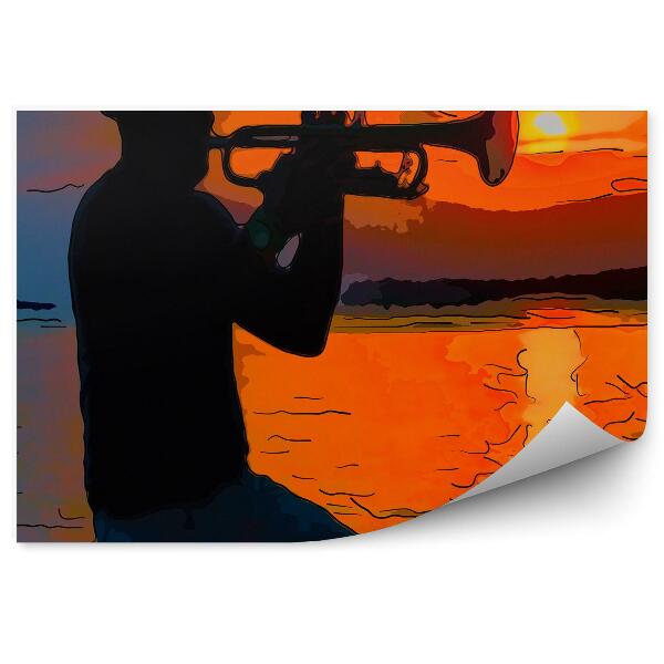 Öntapadós fotótapéta falra Kuba Havanna trombita férfi festett absztrakt