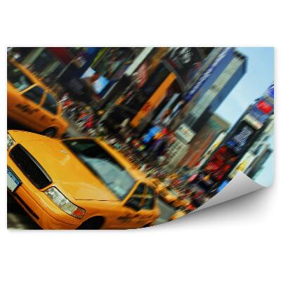 Öntapadós fotótapéta Város perspektívája, forgalom, taxik, sárga autók
