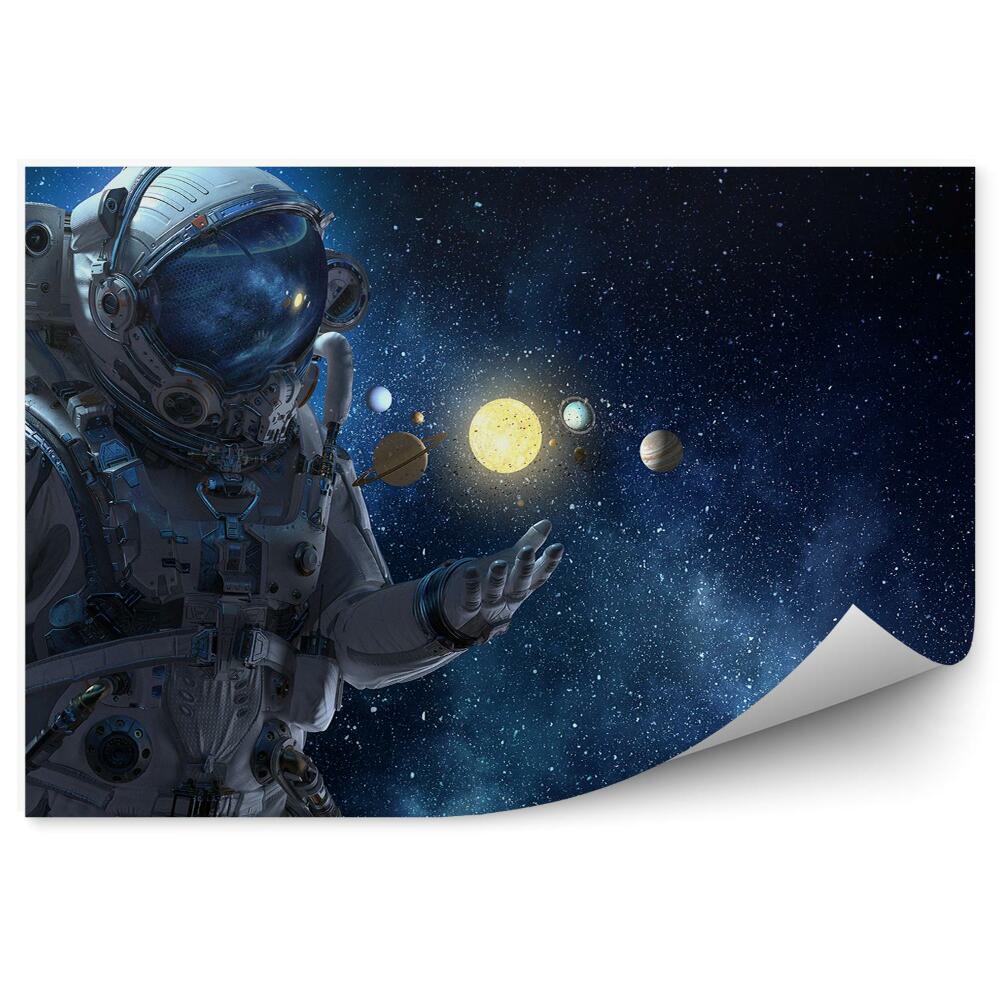 Öntapadós fotótapéta falra Űrhajós bolygók nap égbolt csillagok