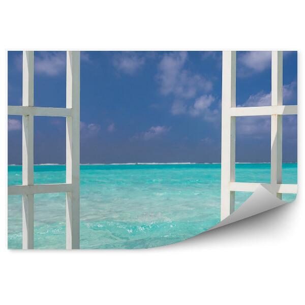 Fotótapéta Nyitott ablak kilátás szelíd tenger hullámaira