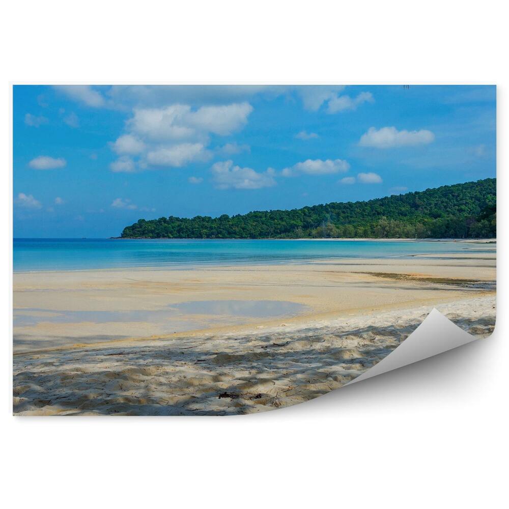 Modern fotótapéta Kambodzsa tengerpart fák sziget óceán ég felhők homok