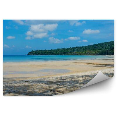 Modern fotótapéta Kambodzsa tengerpart fák sziget óceán ég felhők homok