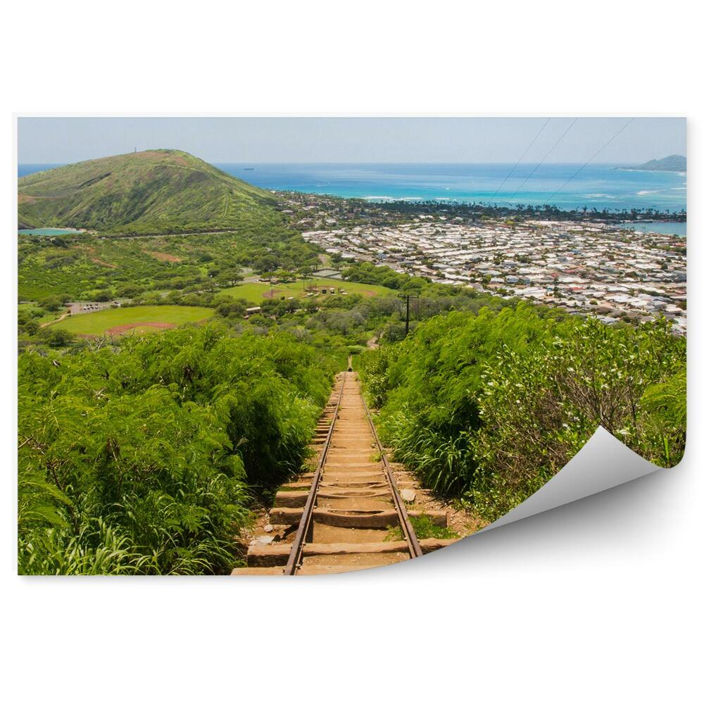 Fotótapéta nyomok hegyek épületek óceán természet hawaii