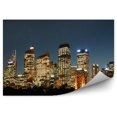 Poszter tapéta felhőkarcolók fények óceán éjszaka