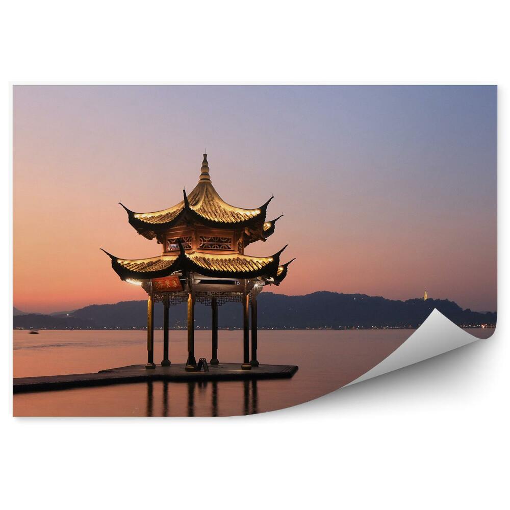 Kép tapéta Kínai pavilon tó fényei