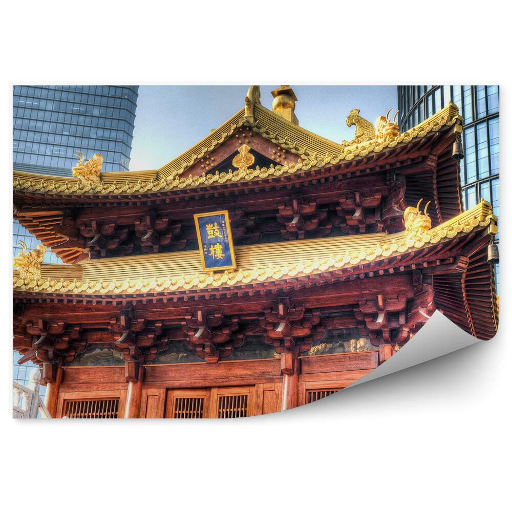 Fali poszter tapéta Shanghai Kína templom városközpont épületei
