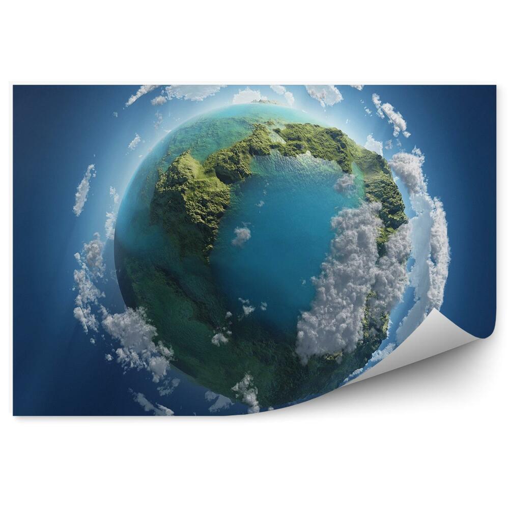 Öntapadó fotótapéta Föld bolygó ég felhők zöld kontinensek fénye