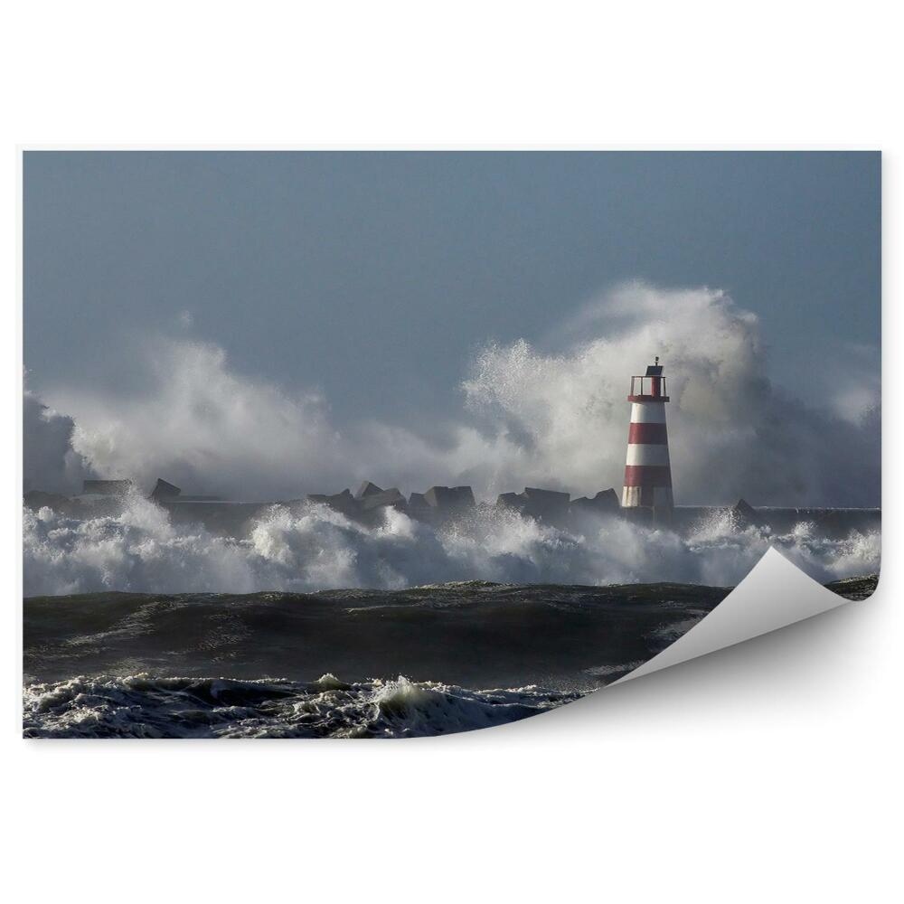 Poszter tapéta Habos magasan csapkodó hullámok