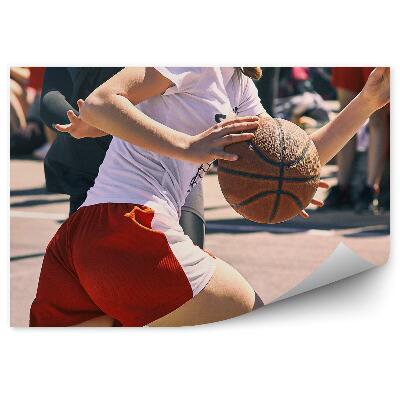 Fotótapéta Kosárlabda játékos kosárlabda pálmafák égbolt Los Angelesben