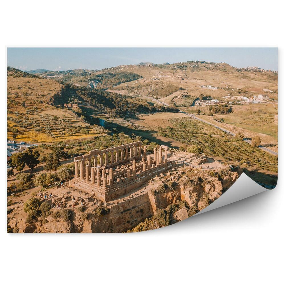 Fotótapéta az Akropolisz romjai, sivatag, fák, Szicília, hegyek