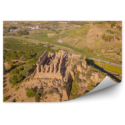 Poszter tapéta az Akropolisz romjai, sivatag, fák, Szicília, hegyek