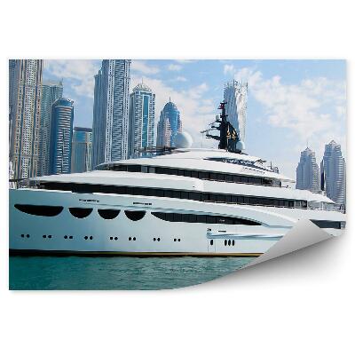 Poszter tapéta felhőkarcolók jachtok óceán ég felhők Dubai