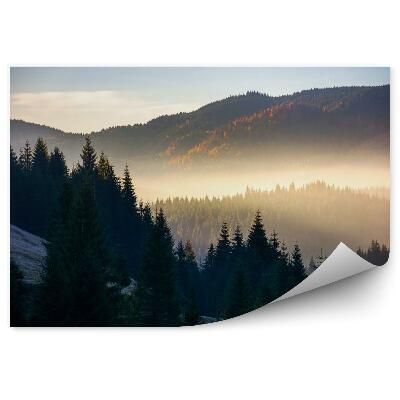 Fotótapéta Ködös napkelte a hegyekben