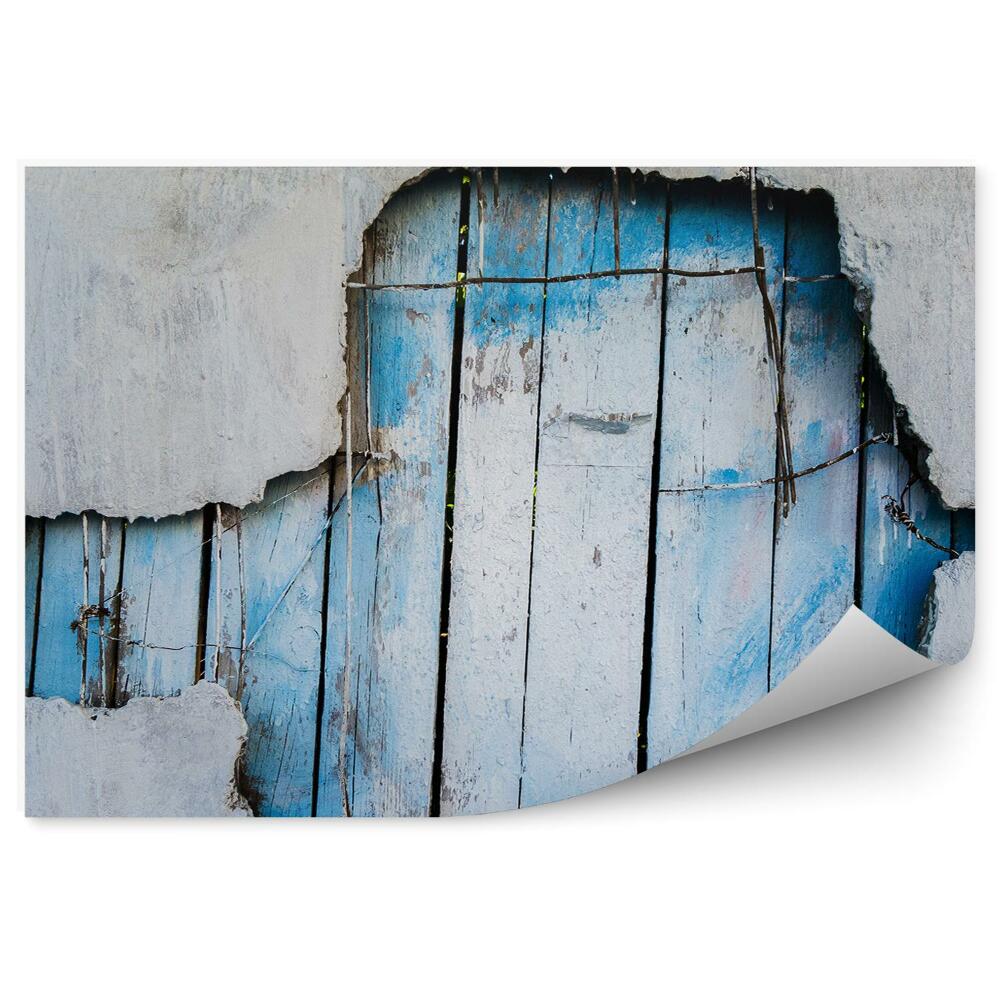 Öntapadó fotótapéta A falakon nyíló kék kerítés