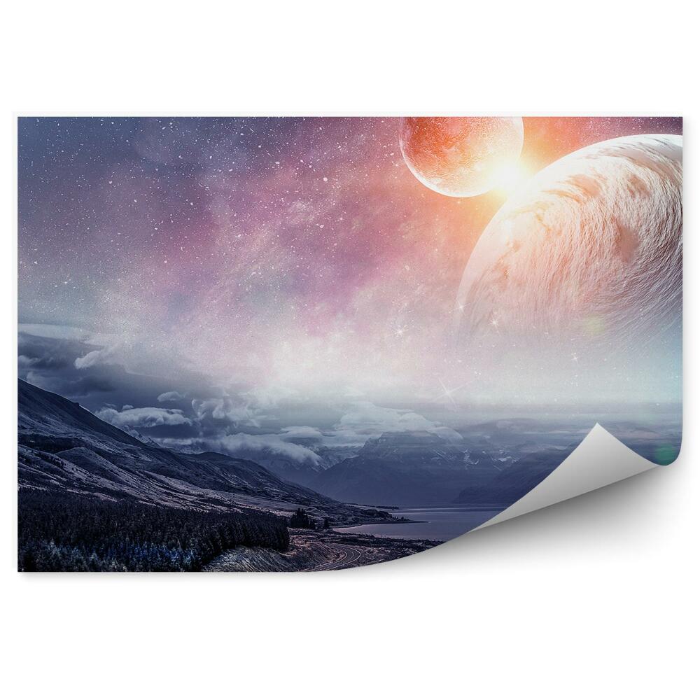 Öntapadós fotótapéta falra Bolygók kozmosz univerzum galaxis csillagok nap tó hegyek felhők út