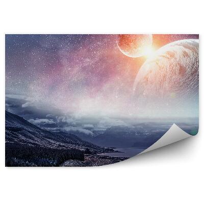 Öntapadós fotótapéta falra Bolygók kozmosz univerzum galaxis csillagok nap tó hegyek felhők út