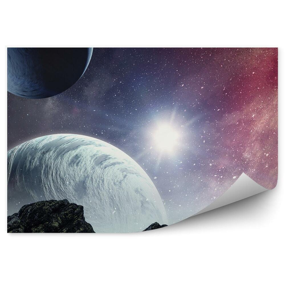 Modern fotótapéta Bolygók ég csillagok galaxis sziklák nap univerzum