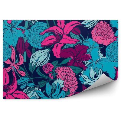 Fotótapéta Minta liliom virágokkal, rózsákkal és szegfűvel