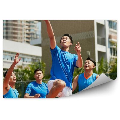 Fotótapéta Kosárlabdázók labda pálmafák épületek