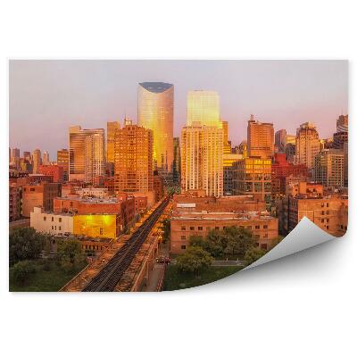Öntapadós fotótapéta falra Kilátás a chicagói épületekre felhőkarcolók nyomok autók felhőkarcolók