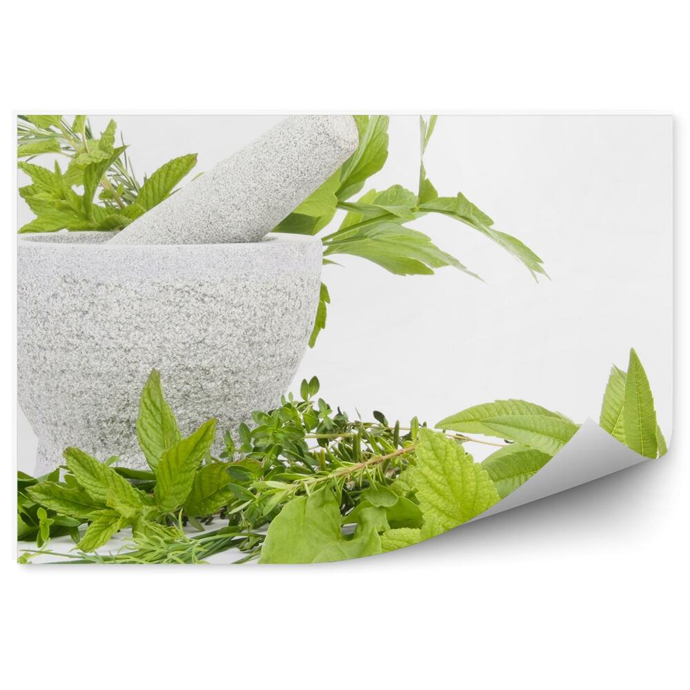 Öntapadós Fotótapéta Falra Friss fűszernövények habarcs összetétele