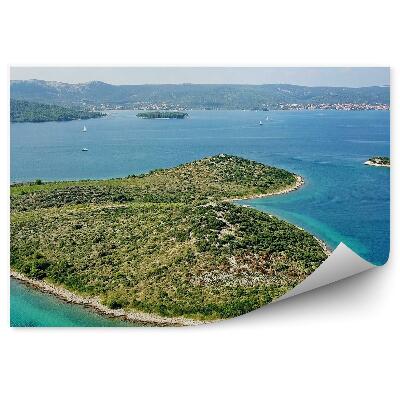 Öntapadós fotótapéta falra Szigetek házak fák jachtok a Földközi-tenger partvonala