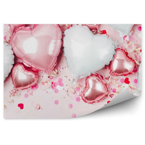Poszter tapéta Konfetti szív léggömbök