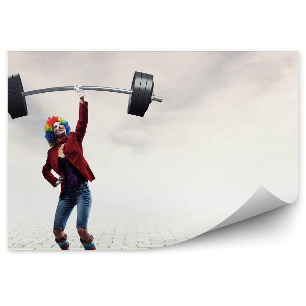 Fotótapéta Bohóc nő a járdán súlyemelést