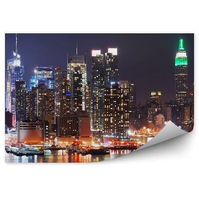 Poszter tapéta New York-i légi felvétel épületek fák tavak