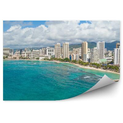 Fotótapéta felhőkarcolók hegyek óceán ég felhők